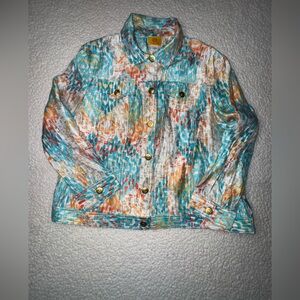 Ruby Rd. Multicolor Patterned Shirt with Gold Button